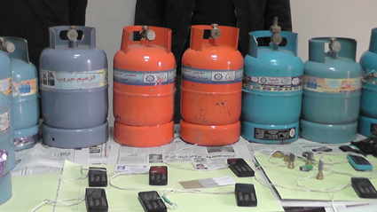 أجهزة محمول متصلة بأسطوانات الغاز المجهزة للتفجير -اليوم السابع -7 -2015
